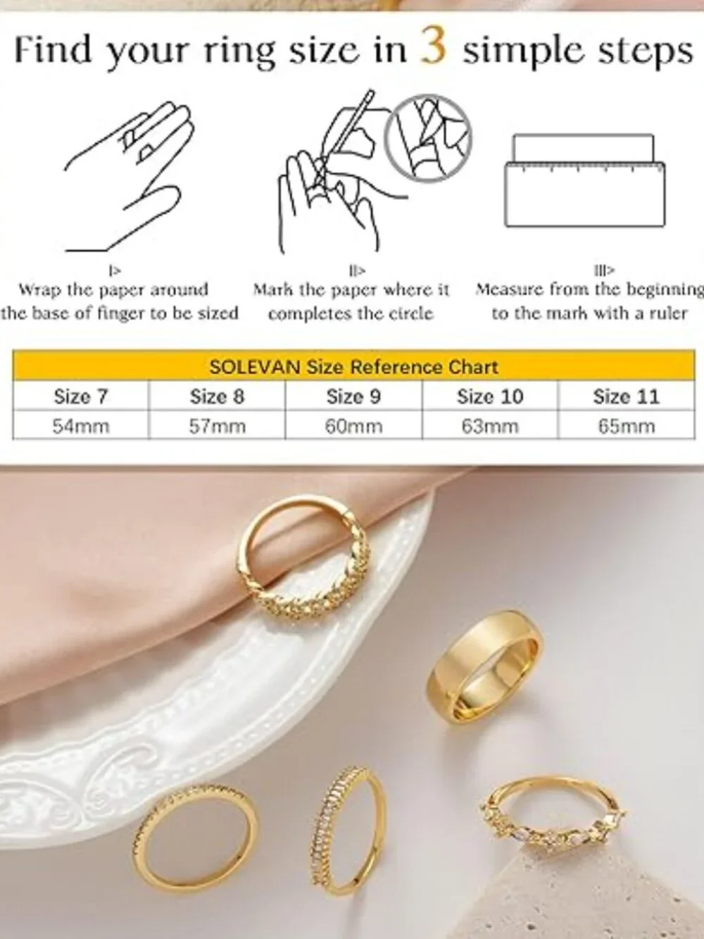 NEW Stackable Gold Rings Non Tarnish Chunky 14K Gold‎ Plated Stacking Cubic Z